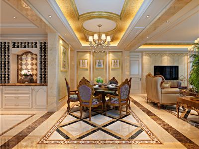 龙湖水晶郦湾210㎡别墅混搭风格装修案例