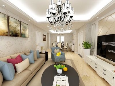 都市兰亭116㎡欧式风格三居室装修案例