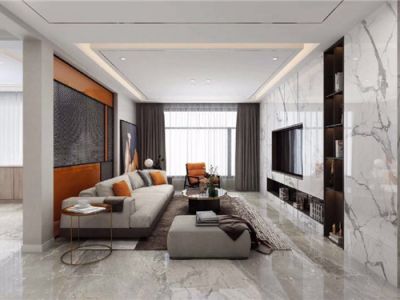 兰亭山水140平方三居室现代轻奢装修案例