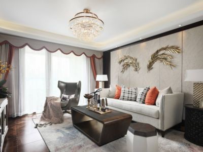 领地·天屿欧式风格140平米三居室设计效果图案例