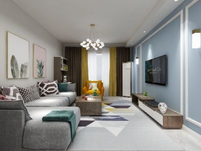 东原凯越印江山现代三居室102平米装修案例