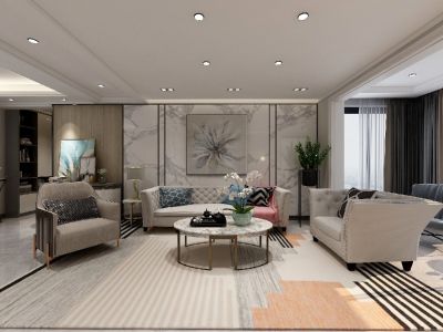 利奥观澜盛景现代风格100平米装修案例