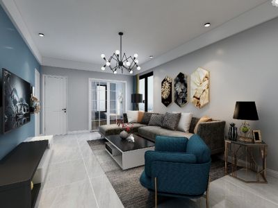 滨江天越现代风格98平米装修案例