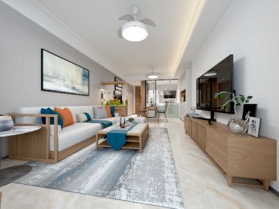 建设街小区100平方三居室现代简约装修案例