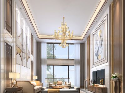 一方天鹅湖400㎡别墅现代简约装修案例