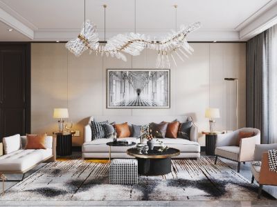 兰德华庭轻奢风格126平米三居室装修案例