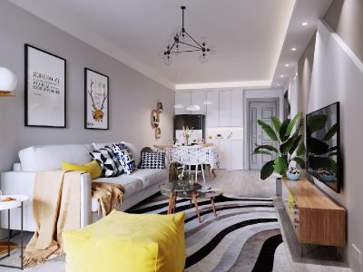 世茂宫园北欧风格103平米三居室装修案例