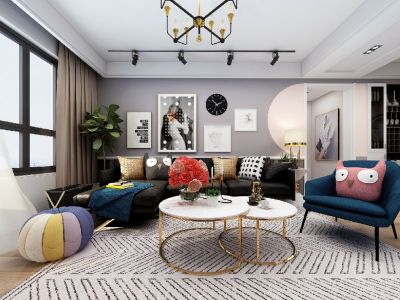 天溪园北欧风格123平米三居室装修案例