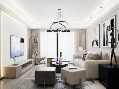 禹洲金辉里现代风格158平米三居室装修效果图案例