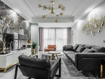 恒宇国际观湖现代风格143平米三居室装修效果图案例