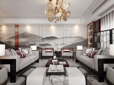 苏州恒大珺睿庭新中式风格138平米装修案例