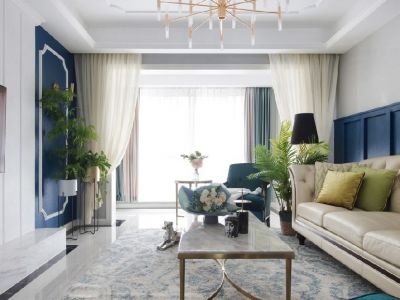 世茂福晟·青城壹品美式风格132平米三居室设计效果图案例