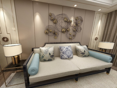 泰禾红树林A区125㎡新中式风格三居室装修案例