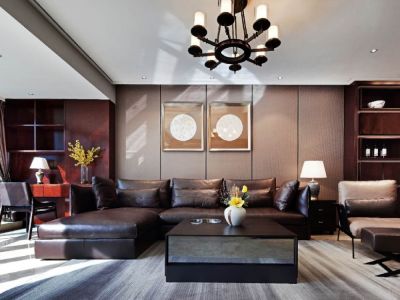 博仕后龙港城110㎡现代中式风格三居室装修案例