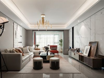 保利香槟国际140㎡现代简约风四居室装修案例