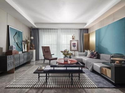 旭辉公元系弘庭现代风格94平米装修案例