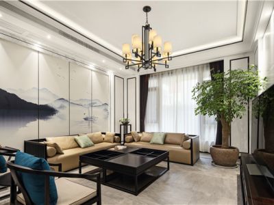 复地源墅200平米别墅新中式风格装修案例