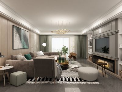 水岸蓝庭130平米轻奢风格三居装修案例