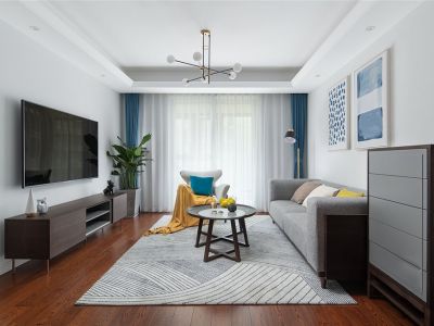 尚品国际简约风格92平米三居室设计效果图案例