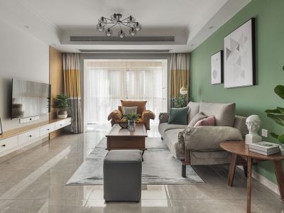 和韵名都北欧风格103平米三居室设计效果图案例