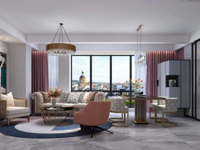 龙鼎园北欧风格126平米三居室装修案例