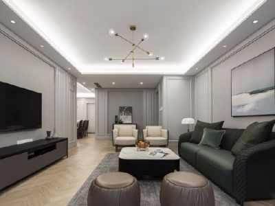 广信嘉园简约风格128平米三居室装修案例