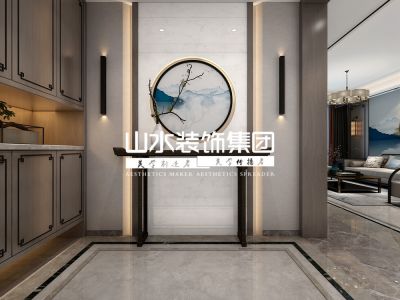 保利罗兰春天130平新中式四居室装修案例