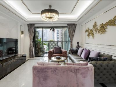 融创望海潮美式风格156平米三居室设计效果图案例