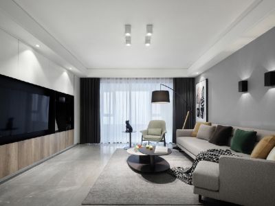 中海城现代风格121平米三居室设计效果图案例