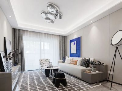 华润桃源里轻奢风格92平米二居室装修效果图案例