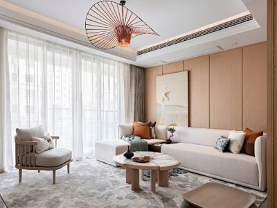 合景映月湾日式风格150平米三居室设计效果图案例