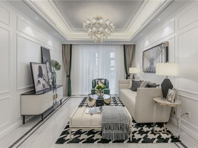 合能珍宝琥珀三期混搭轻奢风137平米三室两厅装修案例