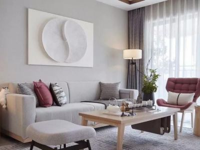 中建·开元御湖公馆新中式风格125平米三居室设计效果图案例