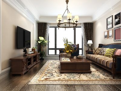 绿城桃源里160平四居室美式风格装修案例