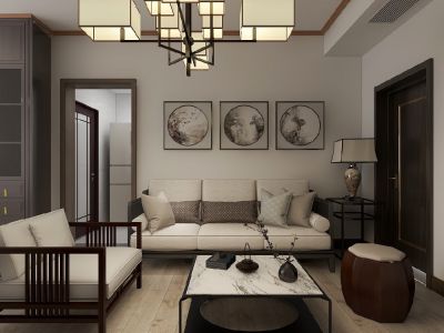 美的·金科郡110㎡新中式三室两厅装修案例