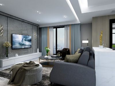 中铁五号院现代风格三居室120平米装修案例