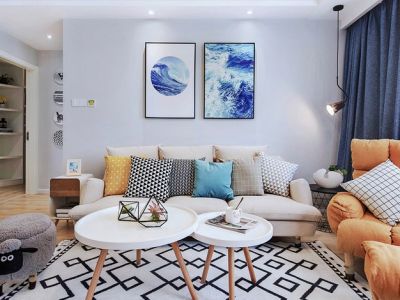 富力悦山湖北欧风格86平米二居室装修效果图案例