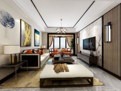 融侨悦公馆新中式风格80平米装修案例