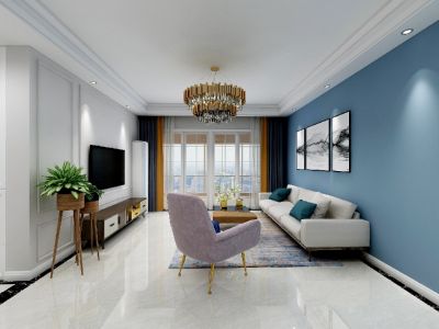 奥体金茂悦现代三居室120平米装修案例