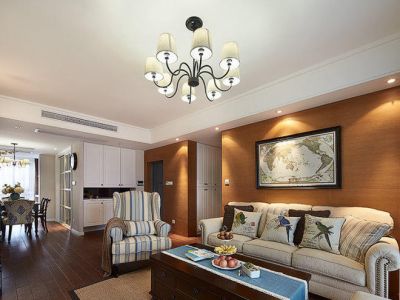 中海锦城三居125平美式风格装修案例