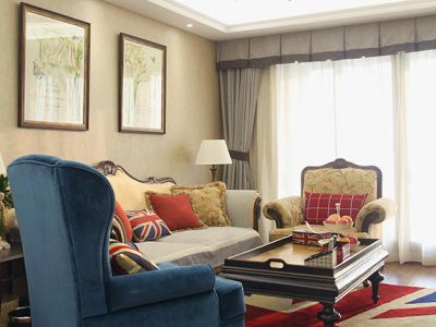 愉翠雅园三居119平美式风格装修案例