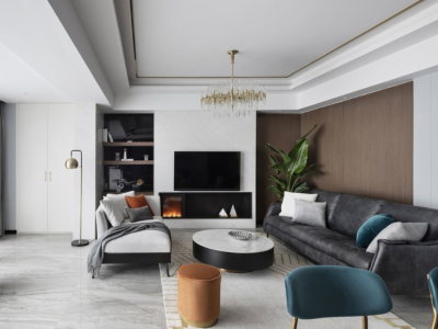 万达广场138平米现代简约三居室装修案例