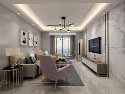 世茂云境现代风格110平米三居室装修案例