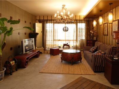 景湖天成123平米混搭风格三居室装修案例