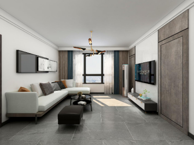 仁信半岛城102㎡三居室现代简约装修案例