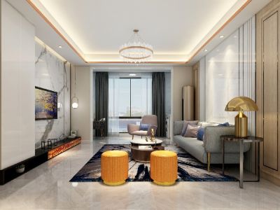 王城新天地130㎡三居室现代简约装修案例