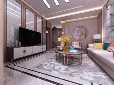 名人国际花园180㎡复式新中式风格装修案例