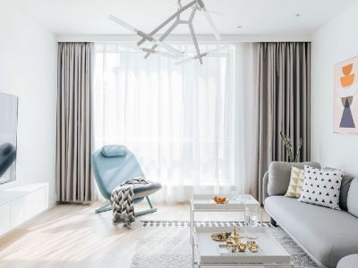 中铁阅山湖简约风格128平米三居室设计效果图案例