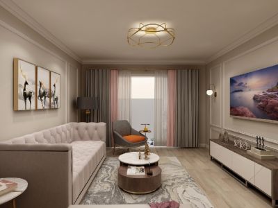 扇骨里小区96㎡三居室现代风格装修案例