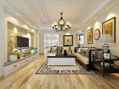 香格里拉花园110㎡三居室美式风格装修案例